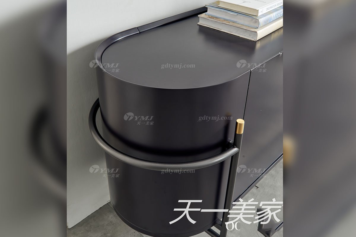 極簡風格家具高端別墅會所大宅簡約E0級環保板黑色餐邊柜WD601餐邊柜細節